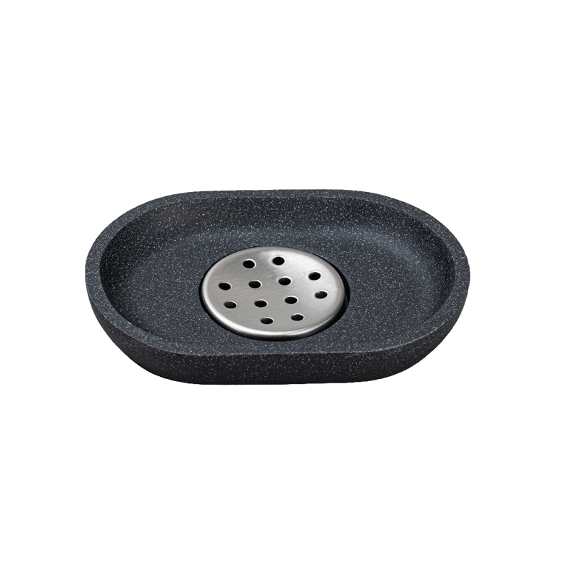 Recipient pentru săpun dublu strat, negru, fără acumulare de apă, pentru spălarea feței, dimensiuni 13×9 cm, potrivit pentru baie în casă, hotel sau pensiune