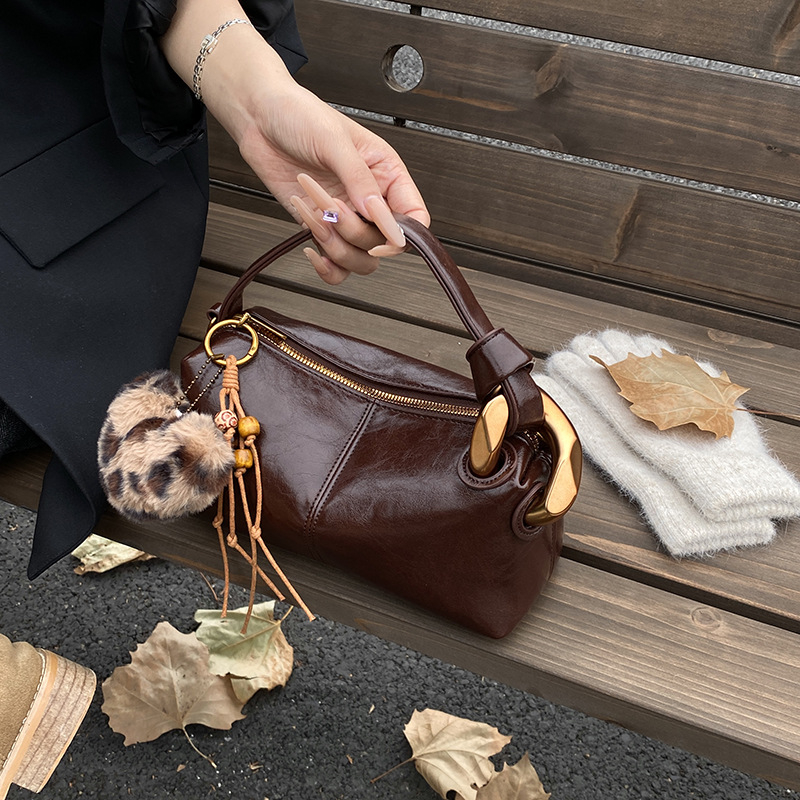 Ženska torba Boston Pillow od velura, srednje veličine, cilindričnog oblika, preko ramena, zatvarač na zip, unutarnja pretinica za mobitel, najlonska podstava