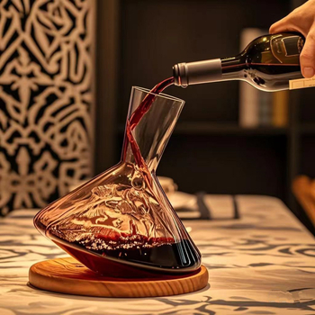 Decantor din sticlă cristal pentru vin roșu, set elegant în stil luxos, capacitate 901–1000 ml