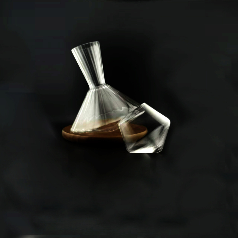 Decantor din sticlă cristal pentru vin roșu, set elegant în stil luxos, capacitate 901–1000 ml