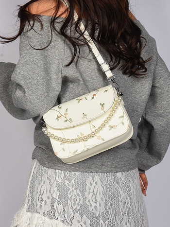Ženska torbica od čipke s perlama, PU materijal, novi model 2025, elegantna torba za rame ili crossbody