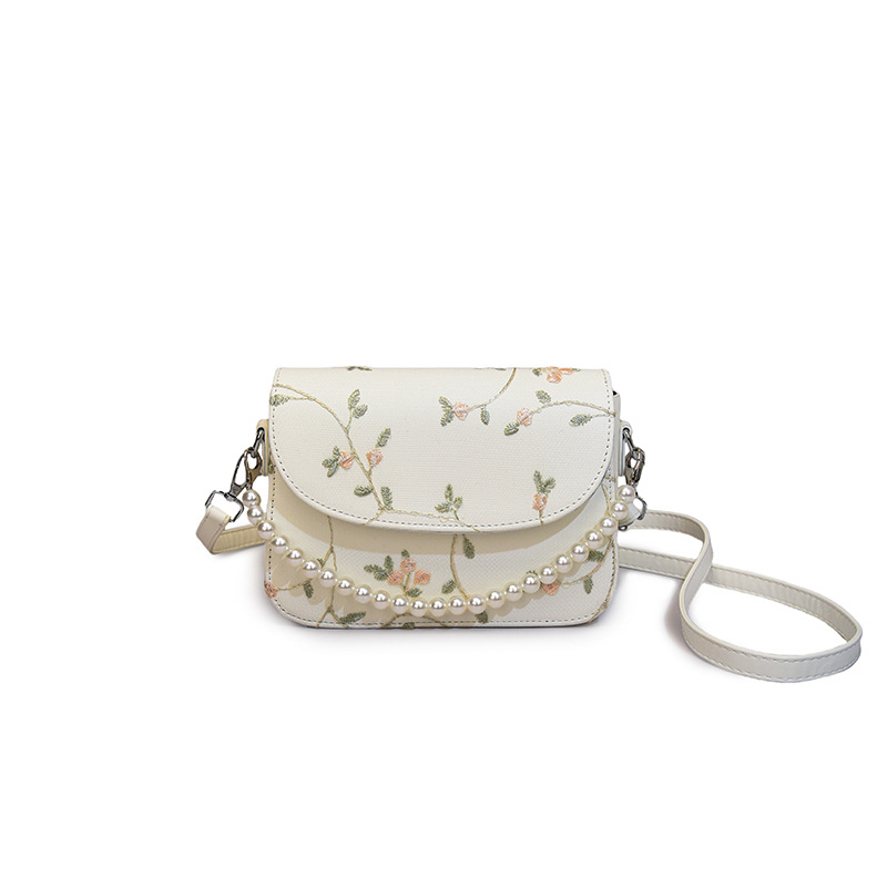 Ženska torbica od čipke s perlama, PU materijal, novi model 2025, elegantna torba za rame ili crossbody