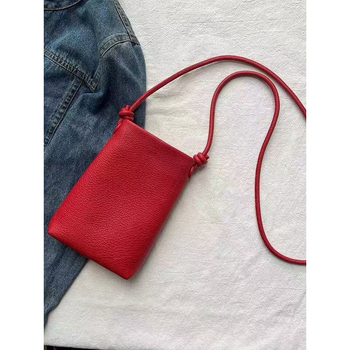 Korejskog stila proljeće-ljeto 2025: crossbody torbica za mobitel, mekana koža, mini torba za rame za žene