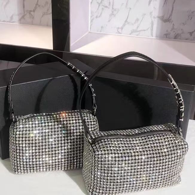 Torba sa kristalima, dojam luksuza, model 2023, ručna i s lancem za rame, potpuno ukrašena kristalima, večernja clutch torba, može se nositi i kao crossbody