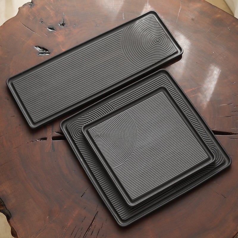 Tavă de ceai ceramică modernă pentru infuzie uscată, design minimalist, utilizare duală, dimensiune mică