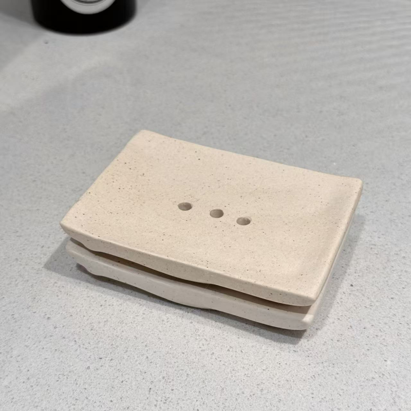 Suport ceramic pentru săpun, stil Nordic, cu găuri de drenaj, un singur nivel, pentru baie.