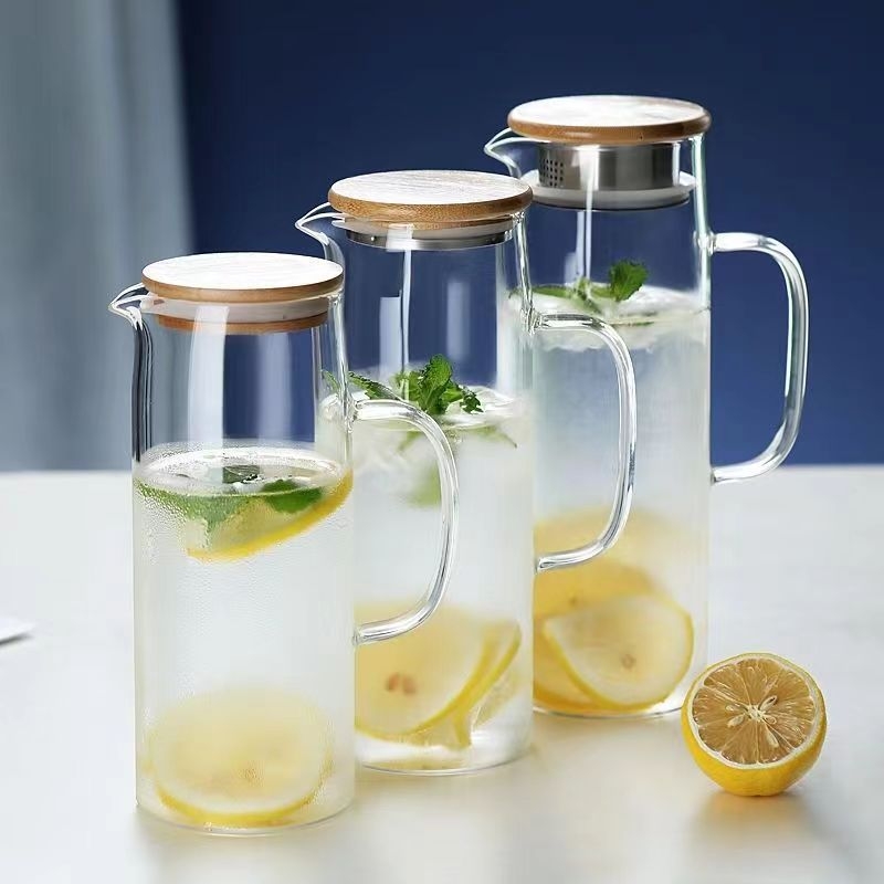 Ceainic transparent din sticlă borosilicată, pentru uz casnic, capacitate mare, apă rece, rezistent la temperaturi înalte