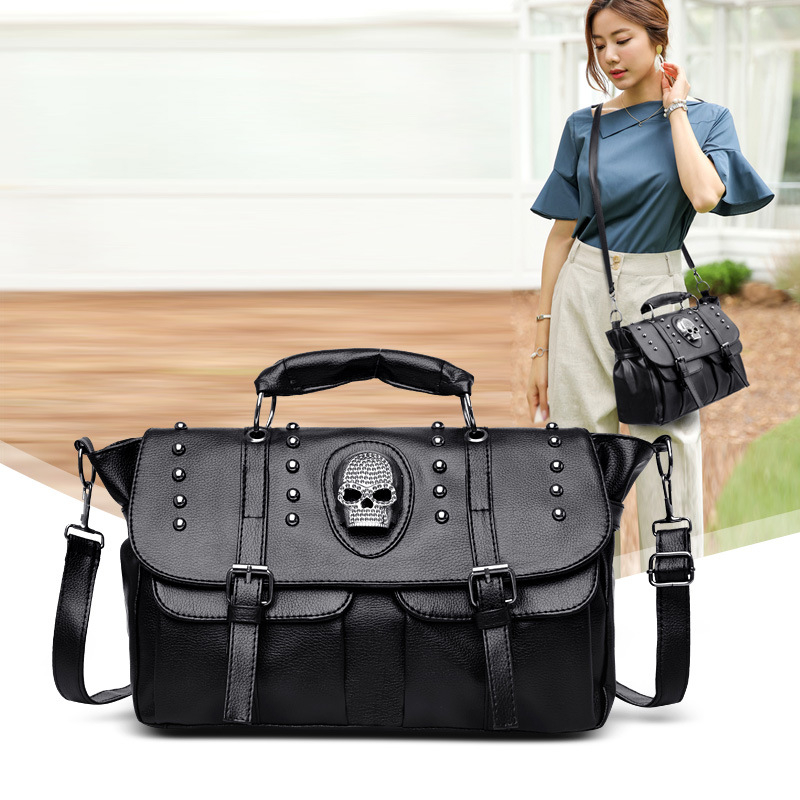 Ženska retro torba s nity i lubanjom, crossbody torba za rame, ljeto 2023