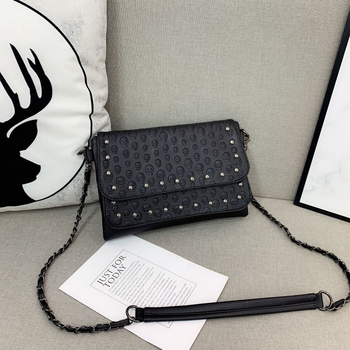 Ženska PU crossbody torbica s motivom lubanje, mala kvadratna torbica s lancem