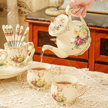 Set de căni de cafea în stil european și serviciu britanic pentru ceai de după-amiază, căni parfumate de ceai, veselă ceramică de înaltă calitate pentru casă, set cadou de nuntă