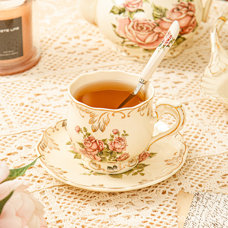 Set de căni de cafea în stil european și serviciu britanic pentru ceai de după-amiază, căni parfumate de ceai, veselă ceramică de înaltă calitate pentru casă, set cadou de nuntă