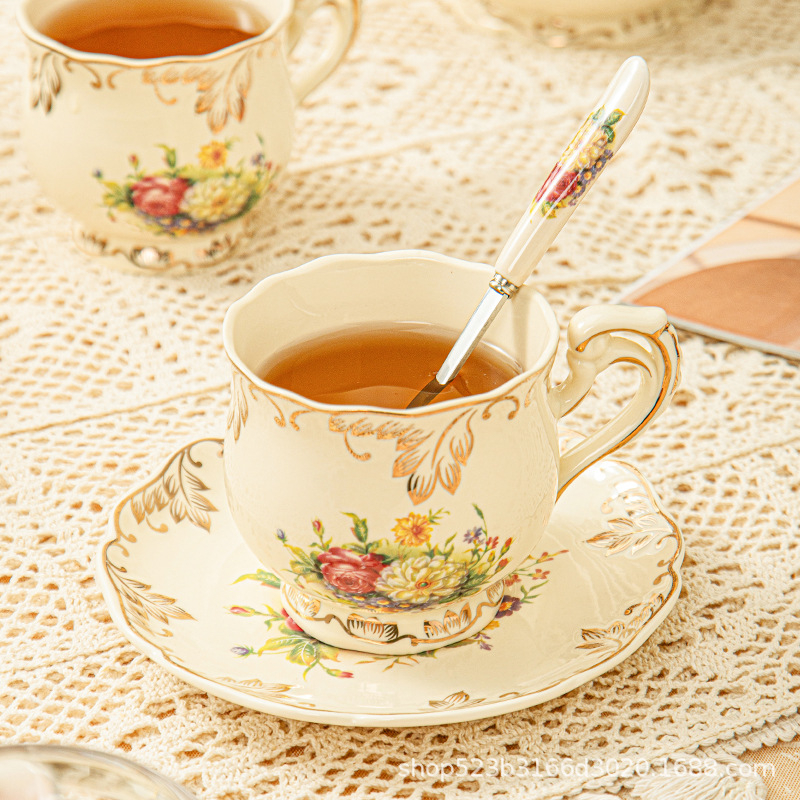 Set de căni de cafea în stil european și serviciu britanic pentru ceai de după-amiază, căni parfumate de ceai, veselă ceramică de înaltă calitate pentru casă, set cadou de nuntă