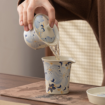 Linglan Lily gaiwan pentru ceai, ceramică trei-talente gaiwan Kung Fu set ceai, bol de ceai premium