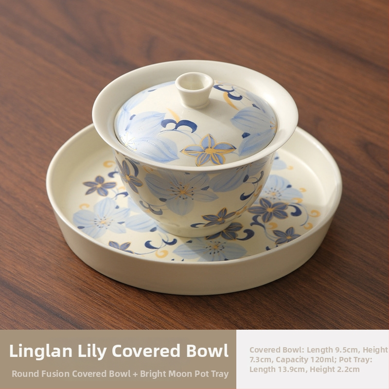 Linglan Lily gaiwan na čaj, keramická trojtalent gaiwan kung fu čajová súprava, luxusná čajová misa