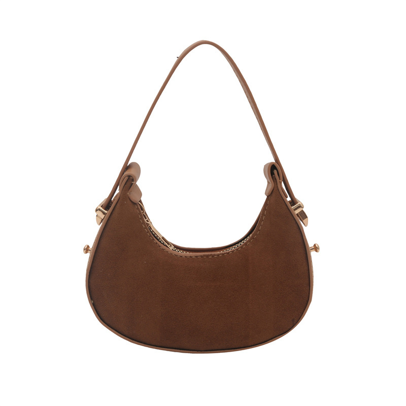Ženska casual torba u jednom boji s mat završnim premazom, retro minimalističkog stila, visoka kvaliteta teksture, svestrana za svakodnevnu upotrebu - torba u obliku mjeseca