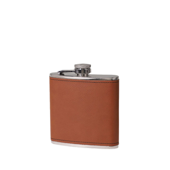 Flacon din oțel inoxidabil pentru vin, gravură cu laser, acoperire din piele, 6 oz, portabil, stil retro