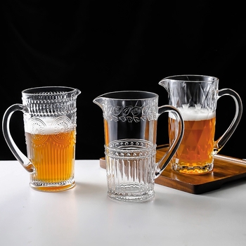 Carafă din sticlă pentru bere la draft și băuturi, capacitate mare, cu model glaciar