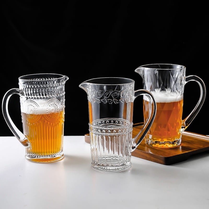 Carafă din sticlă pentru bere la draft și băuturi, capacitate mare, cu model glaciar