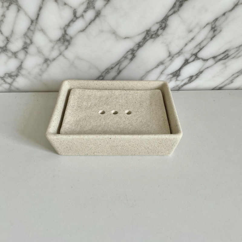 Vas ceramic cu două etaje pentru săpun, în stil Wabi-Sabi, cu drenaj, potrivit pentru hoteluri, pensiuni și uz casnic; poate încăpea un săpun mic pentru rufe