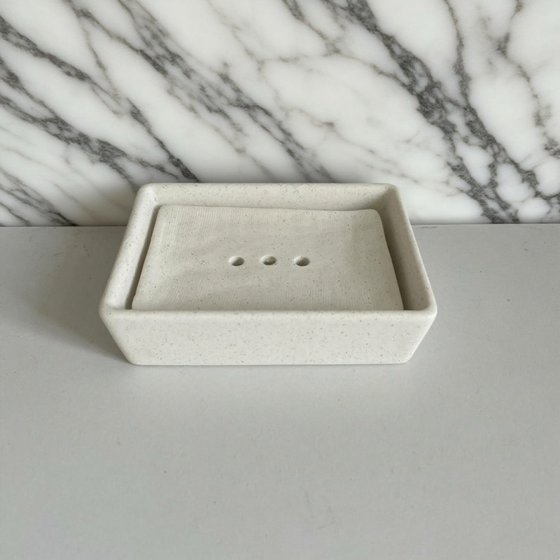 Vas ceramic cu două etaje pentru săpun, în stil Wabi-Sabi, cu drenaj, potrivit pentru hoteluri, pensiuni și uz casnic; poate încăpea un săpun mic pentru rufe