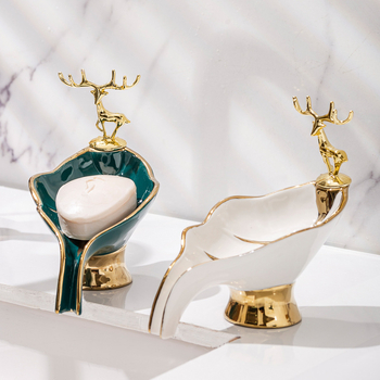 Cutie ceramică pentru săpun cu drenaj, pentru baie – design elegant, raft de depozitare pentru săpun