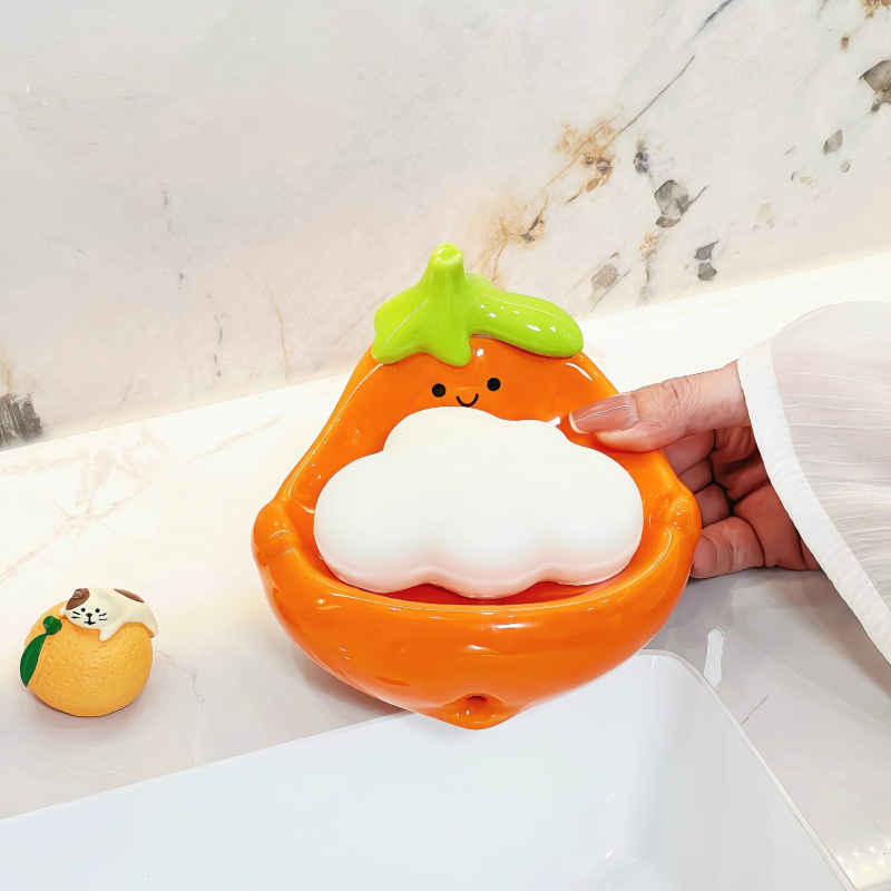 Persimmon Săpun Ceramic, Fără Găuri, Pentru Baie, Suport Pentru Săpun Lângă Chiuvetă