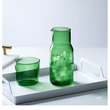 Set din sticlă borosilicată pentru apă rece, cu sticlă și ceașcă, potrivit pentru sucuri și băuturi