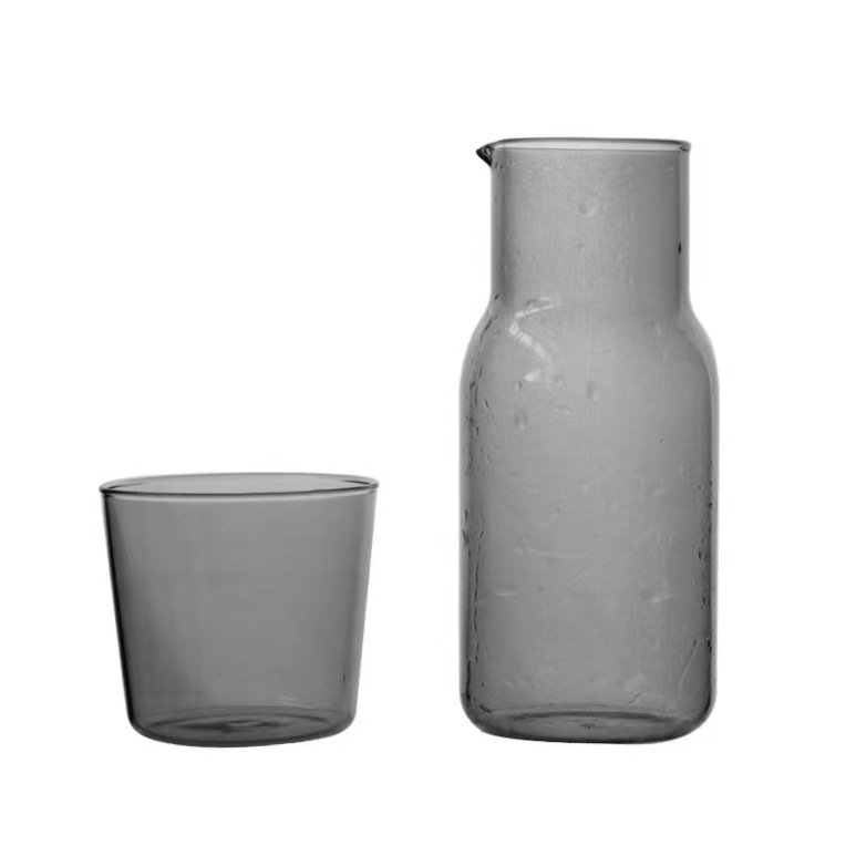 Set din sticlă borosilicată pentru apă rece, cu sticlă și ceașcă, potrivit pentru sucuri și băuturi
