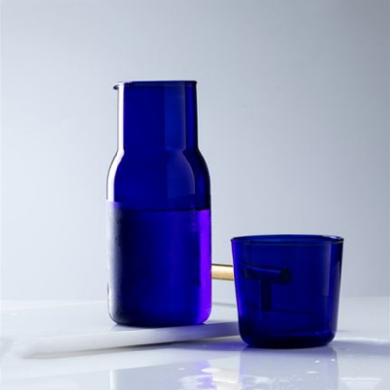 Set din sticlă borosilicată pentru apă rece, cu sticlă și ceașcă, potrivit pentru sucuri și băuturi