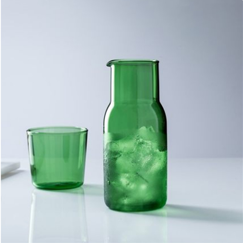 Set din sticlă borosilicată pentru apă rece, cu sticlă și ceașcă, potrivit pentru sucuri și băuturi