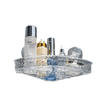Raft de baie triunghiular detașabil, fără găuri, transparent, capacitate mare, design minimalist cu orificii de drenaj