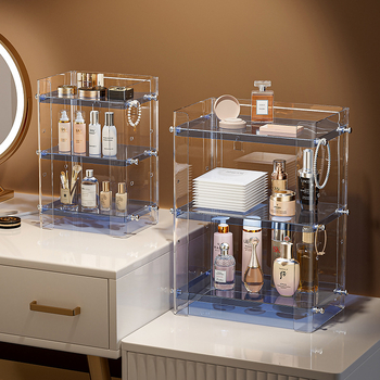Raft de depozitare pentru cosmetice, 3 niveluri, pentru baie – Organizator transparent din plastic pentru parfumuri și cosmetice