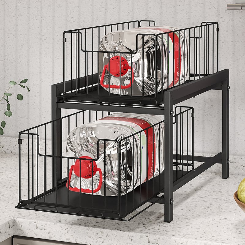 Raft metalic 2 etaje pentru bucătărie, baie și living – organizator compact, pentru birou și podea