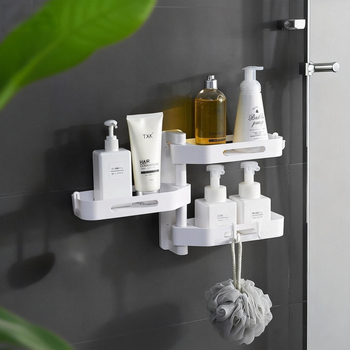 Raft de baie montat pe perete, fără găuri, organizator multitier pentru prosoape și produse cosmetice