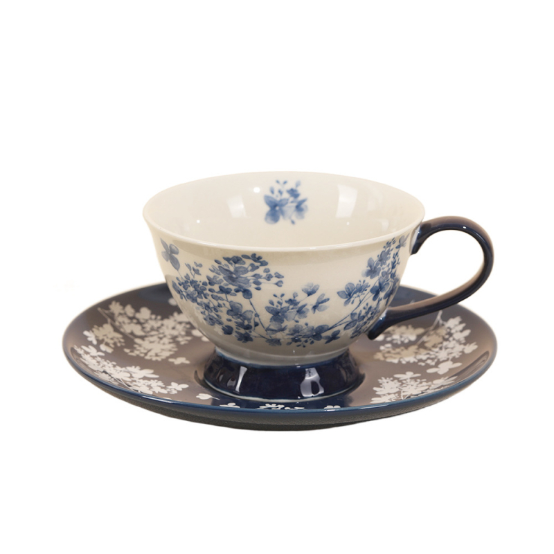 Shunxiang set ceramic pentru cafea cu ceașcă și farfurioară, în cutie cadou, ceașcă ceramică personală, design vintage pentru femei