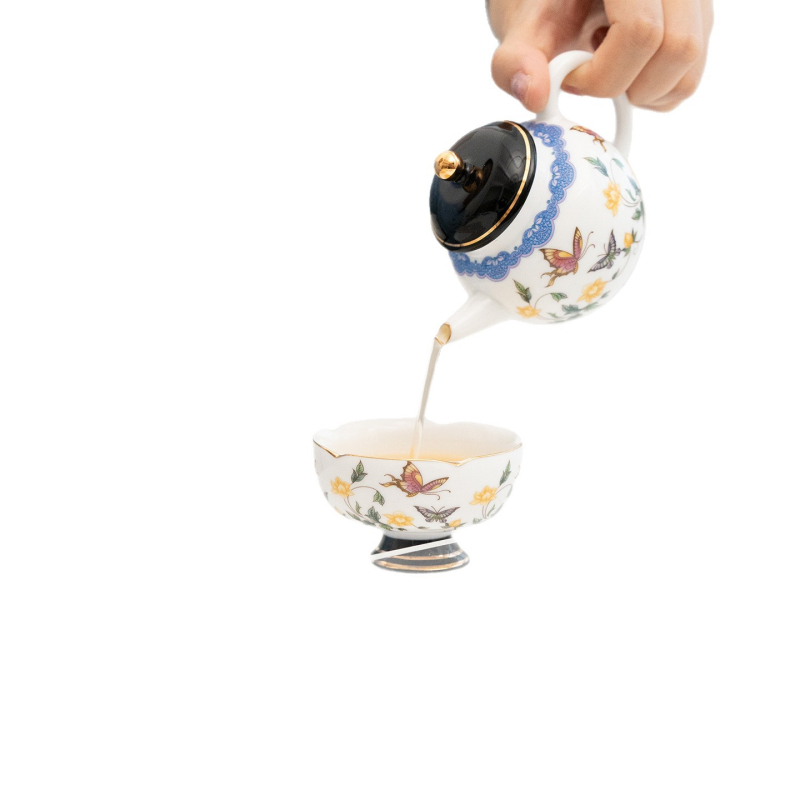 Ceainic din porțelan și gaiwan, set mic pentru casă și birou, cești de ceai elegante, set Kung Fu pentru ceai