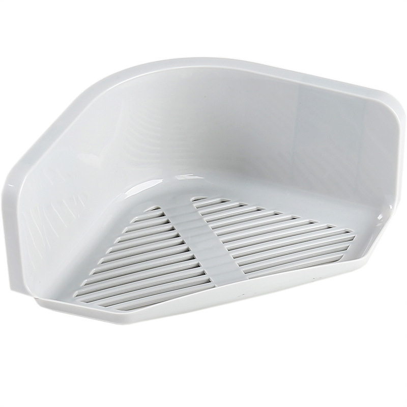 Raft de depozitare triunghiular pentru baie, din plastic, fără găuri, pentru toaletă și chiuvetă
