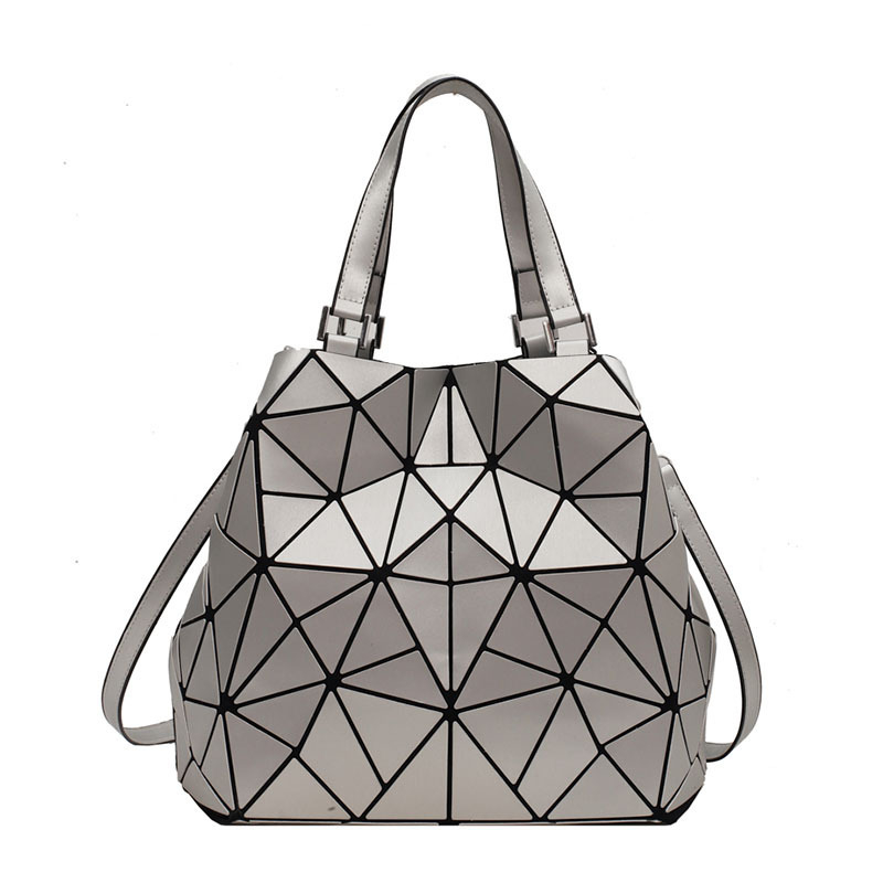 Ženska bucket torba u jednofarbnoj boji s romboidnim geometrijskim uzorkom, korejskog stila, za ramena ili crossbody