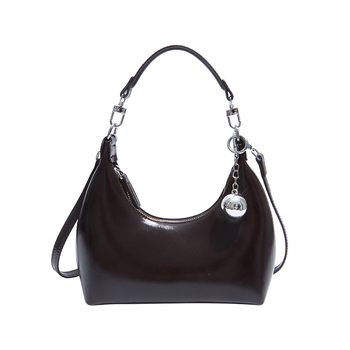 Ženska torbica od vosk kože, mala polukružna forma, crossbody torbica s jednim remenom