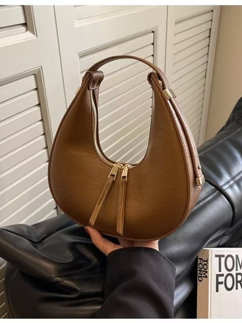 Jesen–zimska torbica za podlakticu, mala i elegantna, u obliku polumjeseca, ženska retro torbica