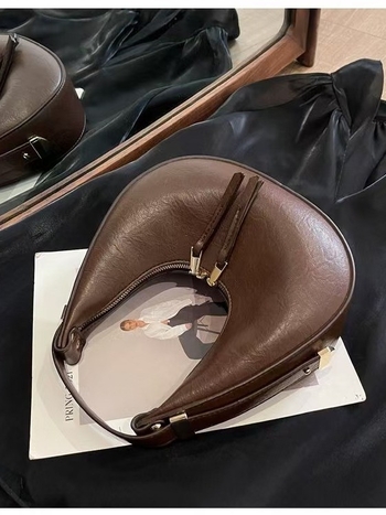 Jesen–zimska torbica za podlakticu, mala i elegantna, u obliku polumjeseca, ženska retro torbica