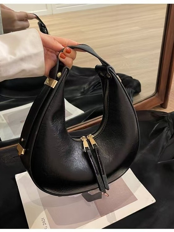 Jesen–zimska torbica za podlakticu, mala i elegantna, u obliku polumjeseca, ženska retro torbica
