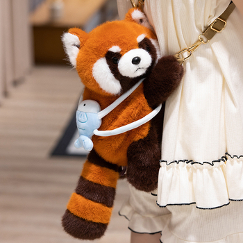 Torba za leđa s motivom životinja – plišani crveni panda i crossbody torba s kapibaram