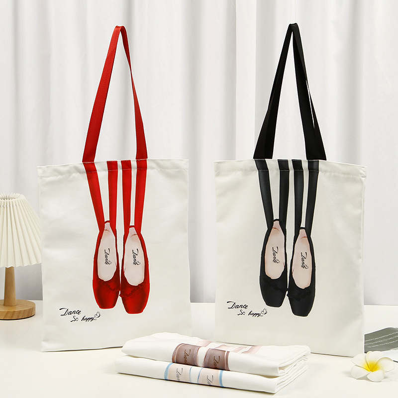Geantă din pânză balet pentru femei – geantă de umăr cu design pantofi pointe