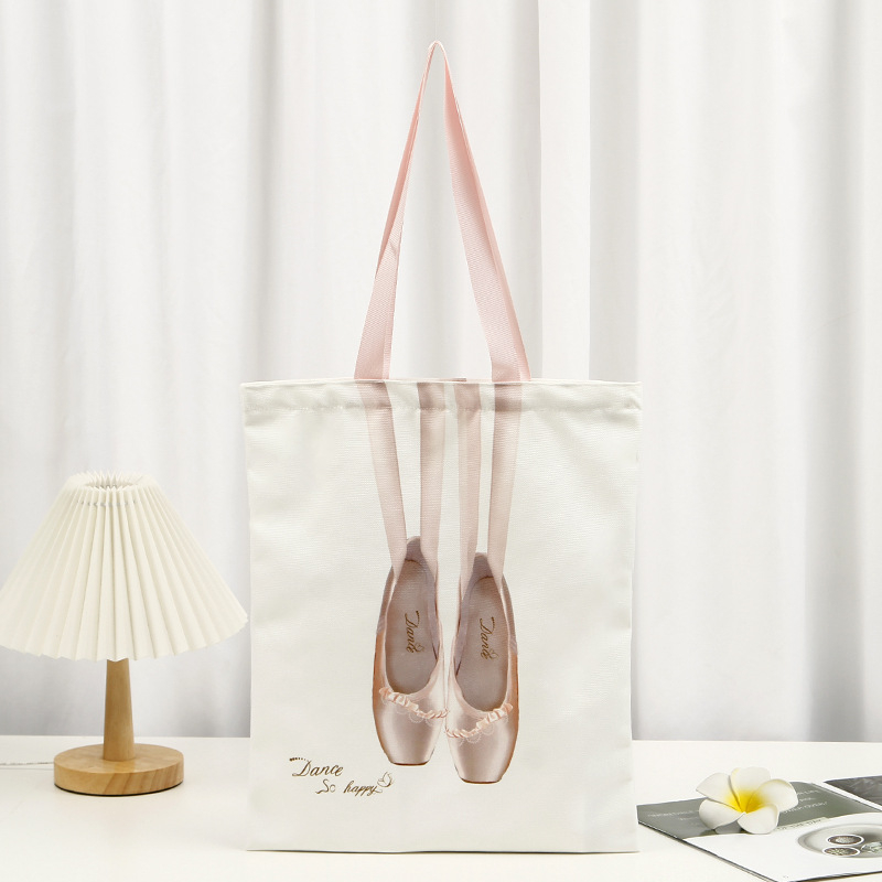 Geantă din pânză balet pentru femei – geantă de umăr cu design pantofi pointe