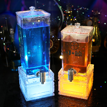 Dispenser de vin pentru bar, iluminat, cu robinet, separator transparent pentru vin de fructe și cocktailuri