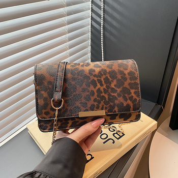 Minimalistička ženska mini kvadratna torbica s leopardim uzorkom, za rame i crossbody, lagani luksuz