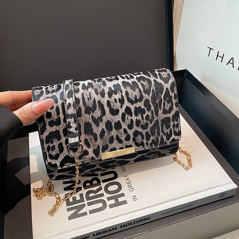 Minimalistička ženska mini kvadratna torbica s leopardim uzorkom, za rame i crossbody, lagani luksuz