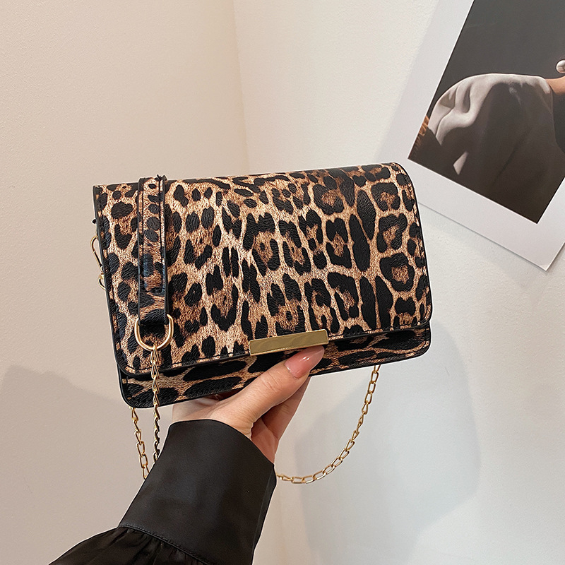 Minimalistička ženska mini kvadratna torbica s leopardim uzorkom, za rame i crossbody, lagani luksuz