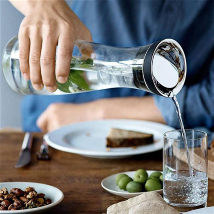 Ceainic de apă din sticlă borosilicat, capacitate mare, design nordic cu flori, ceainic pentru apă cu fructe pentru apă rece